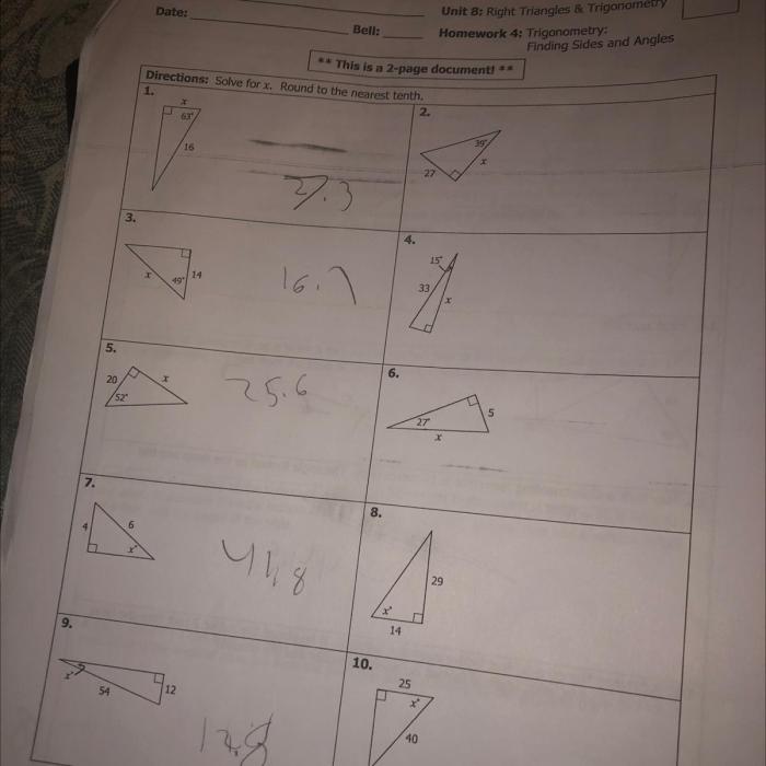 Unit 8 test study guide right triangles and trigonometry