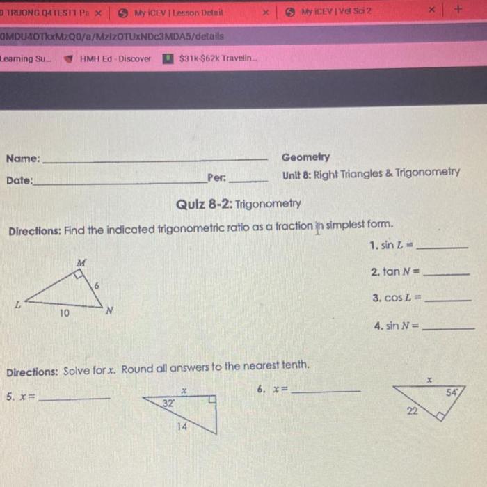 Unit 8 test study guide right triangles and trigonometry