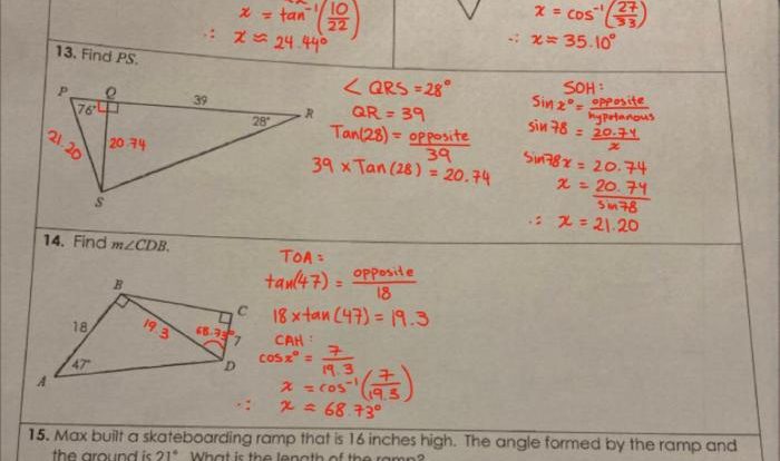 Unit 8 test study guide right triangles and trigonometry